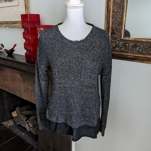 Madewell Alliance Pullover Sweater Silk Hem Women's Small Loose Fit Charcoal 145